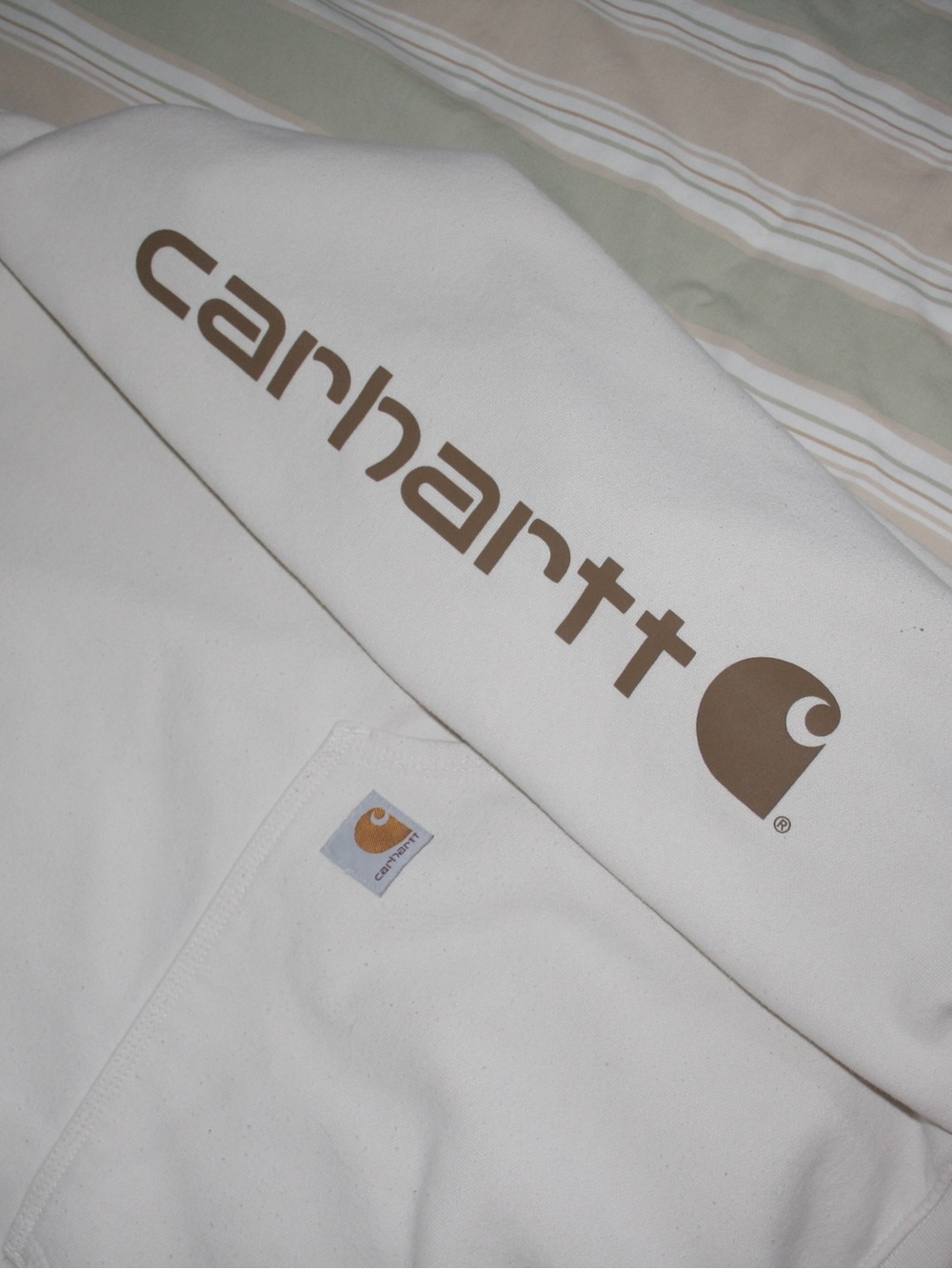 Carhartt Men’s Cream Logo Hoodie - Brown Print